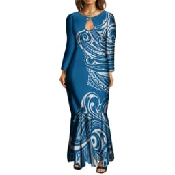 New Maxi Bodycon Fishtail Mermaid Dresses Wholesale Price Polynesian Tribal Ethnic Style Ladies Long Evening Dresses