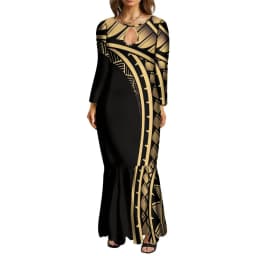 New Maxi Bodycon Fishtail Mermaid Dresses Wholesale Price Polynesian Tribal Ethnic Style Ladies Long Evening Dresses