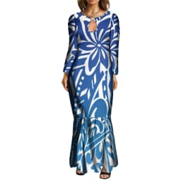 New Maxi Bodycon Fishtail Mermaid Dresses Wholesale Price Polynesian Tribal Ethnic Style Ladies Long Evening Dresses
