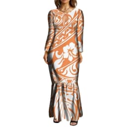 New Maxi Bodycon Fishtail Mermaid Dresses Wholesale Price Polynesian Tribal Ethnic Style Ladies Long Evening Dresses