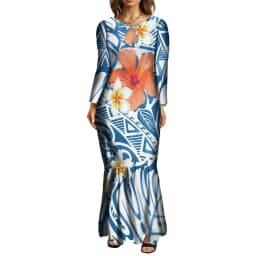 New Maxi Bodycon Fishtail Mermaid Dresses Wholesale Price Polynesian Tribal Ethnic Style Ladies Long Evening Dresses