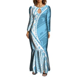 New Maxi Bodycon Fishtail Mermaid Dresses Wholesale Price Polynesian Tribal Ethnic Style Ladies Long Evening Dresses