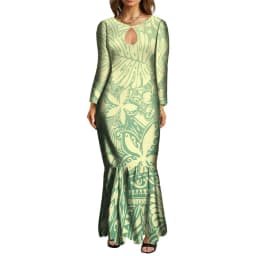 New Maxi Bodycon Fishtail Mermaid Dresses Wholesale Price Polynesian Tribal Ethnic Style Ladies Long Evening Dresses