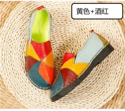 Designer Patches Ballet Flats Woman Luxury Vintage Shoes Big Size 42 Women's Genuine Leather Driver Moccasin Mom Rainbow Loafers