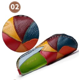 Designer Patches Ballet Flats Woman Luxury Vintage Shoes Big Size 42 Women's Genuine Leather Driver Moccasin Mom Rainbow Loafers