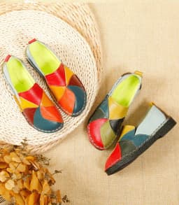 Designer Patches Ballet Flats Woman Luxury Vintage Shoes Big Size 42 Women's Genuine Leather Driver Moccasin Mom Rainbow Loafers