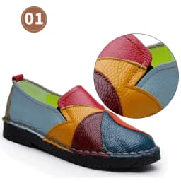 Designer Patches Ballet Flats Woman Luxury Vintage Shoes Big Size 42 Women's Genuine Leather Driver Moccasin Mom Rainbow Loafers