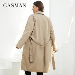 GASMAN Autumn Women's Trench Coat Plus Size Mid-Length Belt Hooded Jacket Women Sports Solid Color Windbreaker Parkas LW-22910