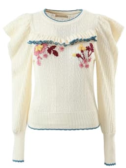 GypsyLady Knitted Vintage Boho Sweater Pullover Ruffles Applique Hollow Out Women Sweaters Autumn Casual Chic Ladies Jumpers Top