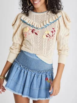 GypsyLady Knitted Vintage Boho Sweater Pullover Ruffles Applique Hollow Out Women Sweaters Autumn Casual Chic Ladies Jumpers Top