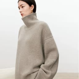 Turtleneck pure cashmere sweater female loose and thick languid lazy wind pullover sweater knitting base WOOL sweater