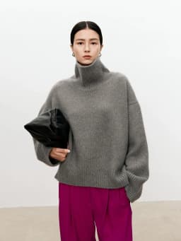 Turtleneck pure cashmere sweater female loose and thick languid lazy wind pullover sweater knitting base WOOL sweater