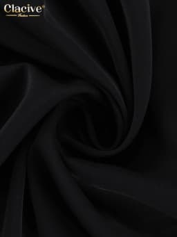 Clacive Fashion Doll Collar Black Dresses For Women 2022 Casual Lantern Sleeve Office Mini Dress Ladies Elegant Patchwork Dress