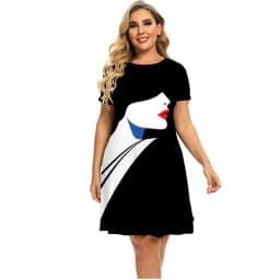 3D Abstract Print Painting Dress For Women 2022 Summer Short Sleeve Fashion Dress Casual Round Neck Loose Clothing Plus Size 6XL