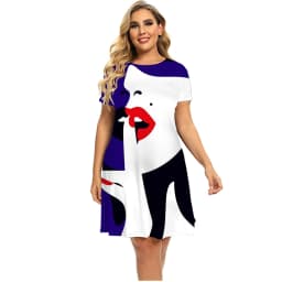 3D Abstract Print Painting Dress For Women 2022 Summer Short Sleeve Fashion Dress Casual Round Neck Loose Clothing Plus Size 6XL