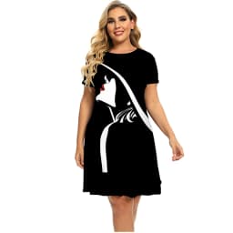 3D Abstract Print Painting Dress For Women 2022 Summer Short Sleeve Fashion Dress Casual Round Neck Loose Clothing Plus Size 6XL