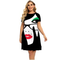 3D Abstract Print Painting Dress For Women 2022 Summer Short Sleeve Fashion Dress Casual Round Neck Loose Clothing Plus Size 6XL