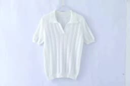 New Summer Fashion 100% Cotton Women Hollow-out Sweater T-shirt Short-sleeve Polo Collar Pullover Tees Korea Casual Knitted Tops