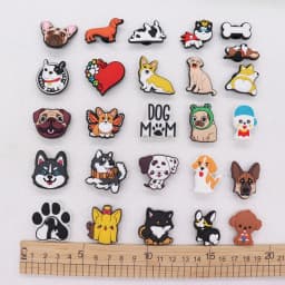 New Arrival 1pcs PVC Cute Cartoon Shoe Charms Fit Wristbands Kawaii Animal Dog Mom Bone Hole Slipper Decoration Shoe Accessories