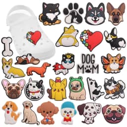 New Arrival 1pcs PVC Cute Cartoon Shoe Charms Fit Wristbands Kawaii Animal Dog Mom Bone Hole Slipper Decoration Shoe Accessories