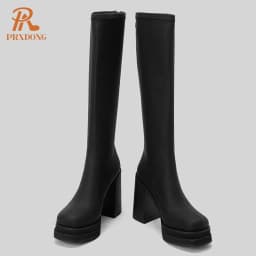 Fashion Autumn Winter Warm Women's Shoes 2023 New Top Qulaity Chunky High Heels Platform Dress Casual Knee High Boots Size 34-40