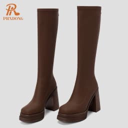Fashion Autumn Winter Warm Women's Shoes 2023 New Top Qulaity Chunky High Heels Platform Dress Casual Knee High Boots Size 34-40