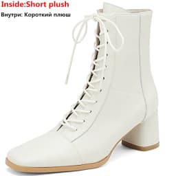 ASUMER 2024 New Zipper Thick High Heels Shoes Narrow Band Genuine Leather Boots Woman Winter Autumn Ladies Ankle Boots