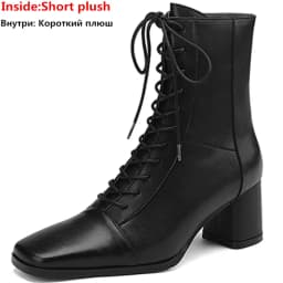 ASUMER 2024 New Zipper Thick High Heels Shoes Narrow Band Genuine Leather Boots Woman Winter Autumn Ladies Ankle Boots