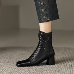 ASUMER 2024 New Zipper Thick High Heels Shoes Narrow Band Genuine Leather Boots Woman Winter Autumn Ladies Ankle Boots