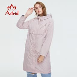 Astrid 2022 Autumn Women's Trench Coat Women Jacket zipper Hooded Outerwear Female Fashion Loose Long Bright Solid Windbreaker