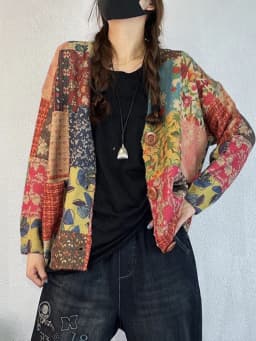 Amax luluE Winter Vintage Printed V-Neck Sweaters Womens Loose Leisure Cardigans Gothic Females Harajuku Pocket Floral Clothing