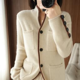 100% Cashmere / Wool Sweater Autumn/Winter 2021 Women's Stand-up Collar Cardigan Casual Knit Tops Korean Plus Size Female Jacket