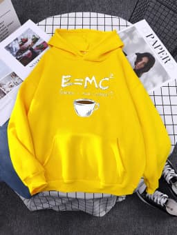 Hoodies E=Mc Coffee Personality Print Hoody For Women Harajuku Aesthetic Hoodie Warm Womens Fleece Oversized Sweatshirt Female