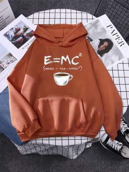 Hoodies E=Mc Coffee Personality Print Hoody For Women Harajuku Aesthetic Hoodie Warm Womens Fleece Oversized Sweatshirt Female
