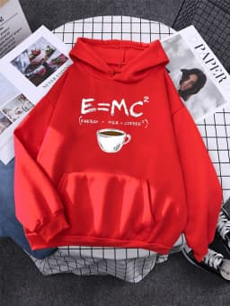 Hoodies E=Mc Coffee Personality Print Hoody For Women Harajuku Aesthetic Hoodie Warm Womens Fleece Oversized Sweatshirt Female