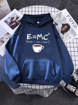 Hoodies E=Mc Coffee Personality Print Hoody For Women Harajuku Aesthetic Hoodie Warm Womens Fleece Oversized Sweatshirt Female