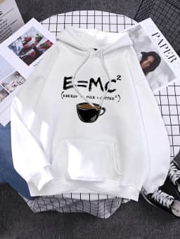 Hoodies E=Mc Coffee Personality Print Hoody For Women Harajuku Aesthetic Hoodie Warm Womens Fleece Oversized Sweatshirt Female