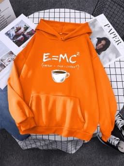 Hoodies E=Mc Coffee Personality Print Hoody For Women Harajuku Aesthetic Hoodie Warm Womens Fleece Oversized Sweatshirt Female