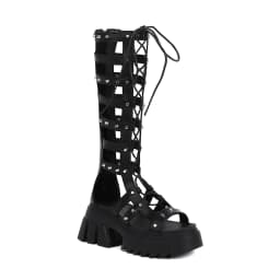 Patent Leather Hollow Cross Straps Roman Style Women's Sandals Metal Rivets Waterproof Platform To Increase The Height Sandals