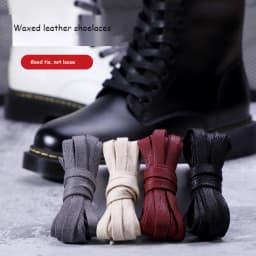 1 Pair Waxed Cotton Shoelaces 0.8CM Width Flat Waterproof Shoe Laces Unisex Boots Casual Sneakers Shoelace Leather Laces Shoes