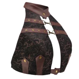 Red Brocade & Black Leather Halter Neck Backless Sexy Gothic Top Women Steampunk Clothing Vintage Accessories Punk Rock Clothes