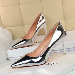 BIGTREE Metallic Silver Gold Pumps Women Ladies Shiny Hign Heels Wedding Dress Thin Heel 7-10cm Luxury Woman Shoes Size 34-43