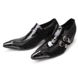 Christia Bella Italian Style Pointed Toe Buckle Men Business Office Leather Shoes Wedding Party Gentleman High Heel Dress Shoes