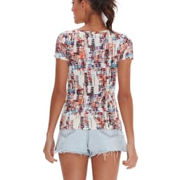 Soft Elastic Viscose Summer Women T-Shirt Polka Dot Print Short Sleeve O-Neck Boho Tees Top M30167