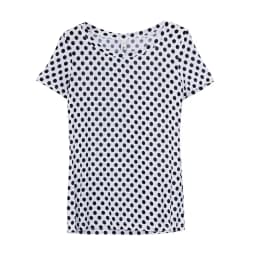 Soft Elastic Viscose Summer Women T-Shirt Polka Dot Print Short Sleeve O-Neck Boho Tees Top M30167