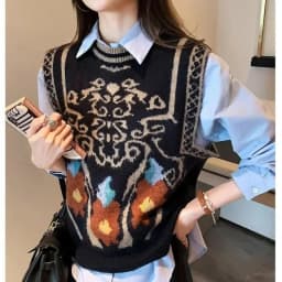 Retro Embroidered Women's Knitted Vest Sleeveless Tops Sweater Waistcoat Korean Fashion Keep Warm Autumn Winter Coat Grace