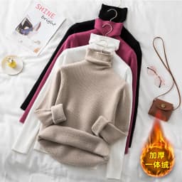 High-Quality Winter Plus Velvet Turtleneck Sweater Women Warm Slim Long Sleeve Elastic Knitted Pullovers Korean Knitwear Sweater