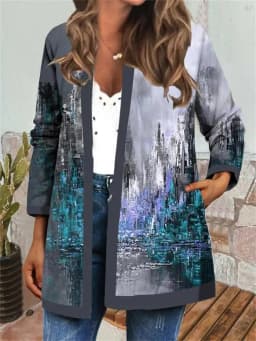 Y2K Autumn Winter Vintage Ethnic Style Cardigan Long Sleeve Printed Jackets Ladies Loose Outerwear Coat Harajuku Chic Tops Women