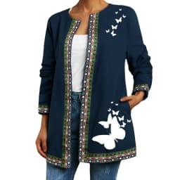 Y2K Autumn Winter Vintage Ethnic Style Cardigan Long Sleeve Printed Jackets Ladies Loose Outerwear Coat Harajuku Chic Tops Women