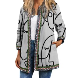 Y2K Autumn Winter Vintage Ethnic Style Cardigan Long Sleeve Printed Jackets Ladies Loose Outerwear Coat Harajuku Chic Tops Women